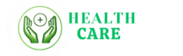 Health Care logo with caring hands holding a medical cross inside a green circle
